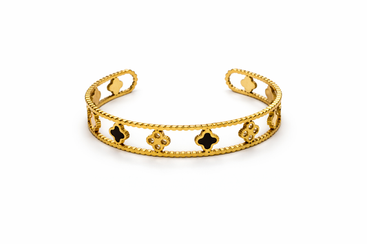 Clover Motif Open Cuff Bracelet