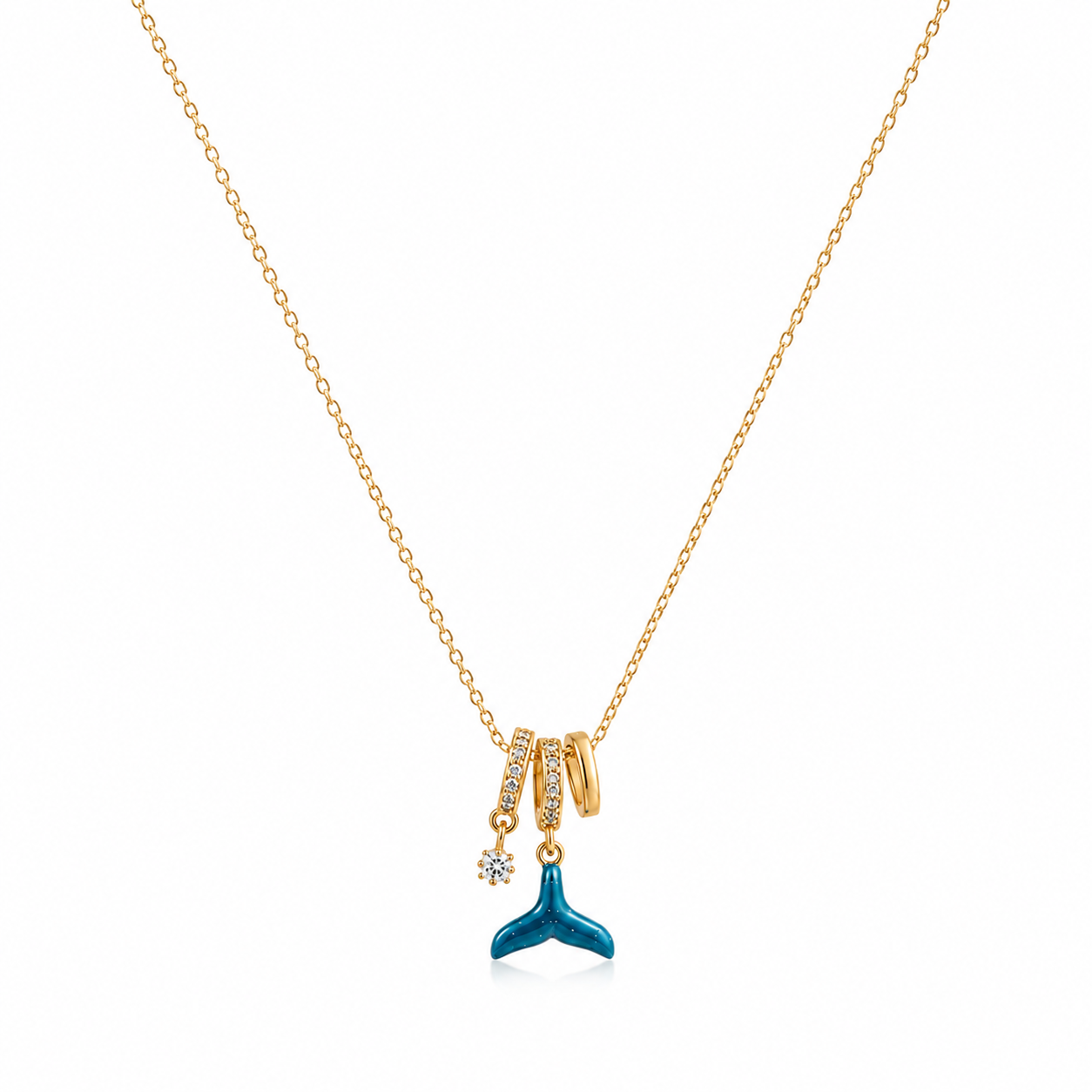 Gold Whale Tail Charm Necklace