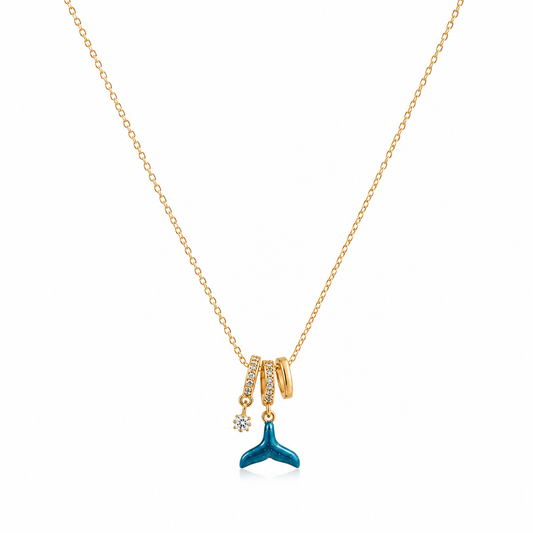 Gold Whale Tail Charm Necklace