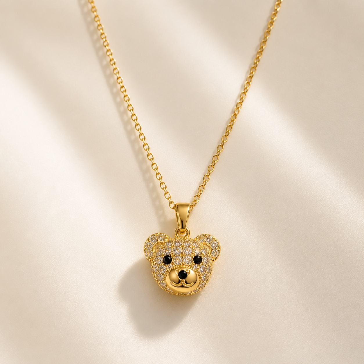 Celeste Teddy Bear Crystal Pendant Necklace