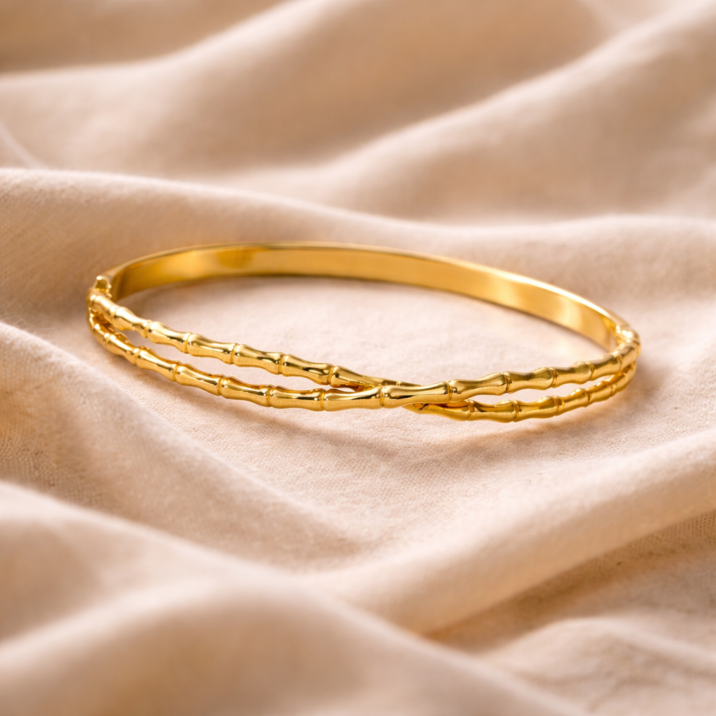 Gold Bamboo Twist Bangle