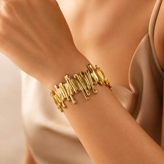 Molten Gold Statement Cuff Bracelet