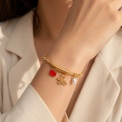 Gold Charm Bamboo Bracelet