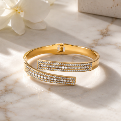 Radiant Crystal Open Cuff Bracelet