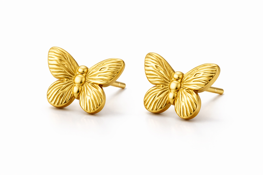 Gold Butterfly Stud Earrings
