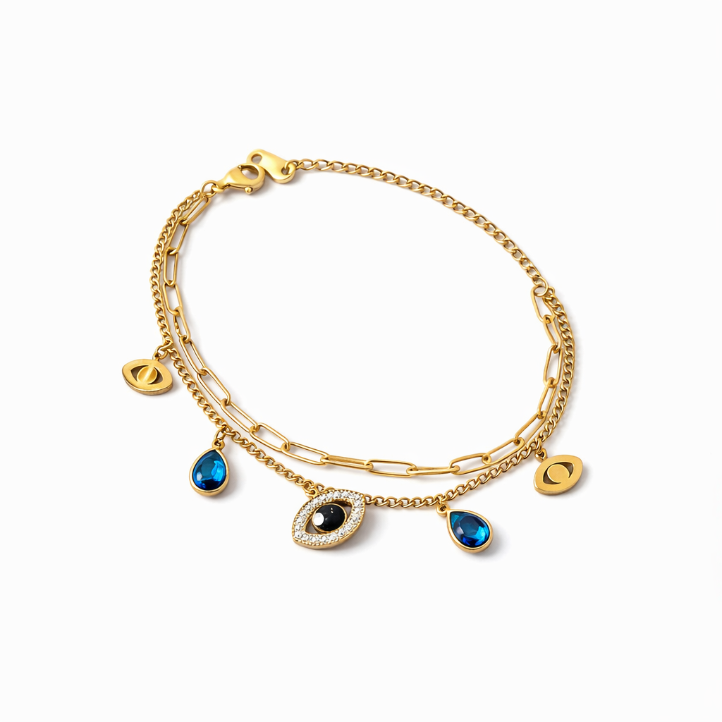 Gold Evil Eye Charm Bracelet