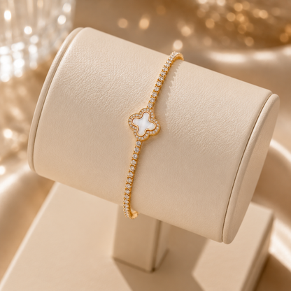 White Clover Crystal Tennis Bracelet