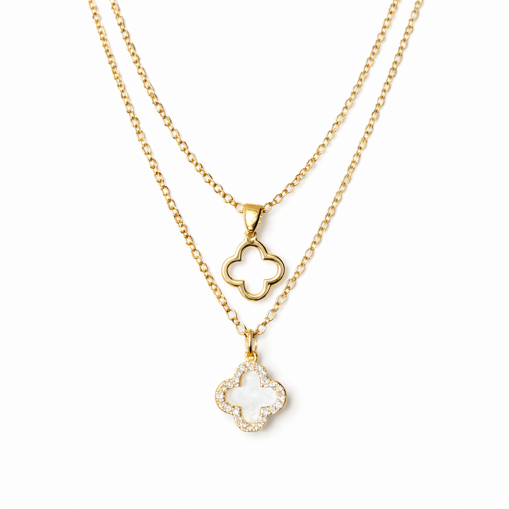 Gold Layered Clover Charm Necklace