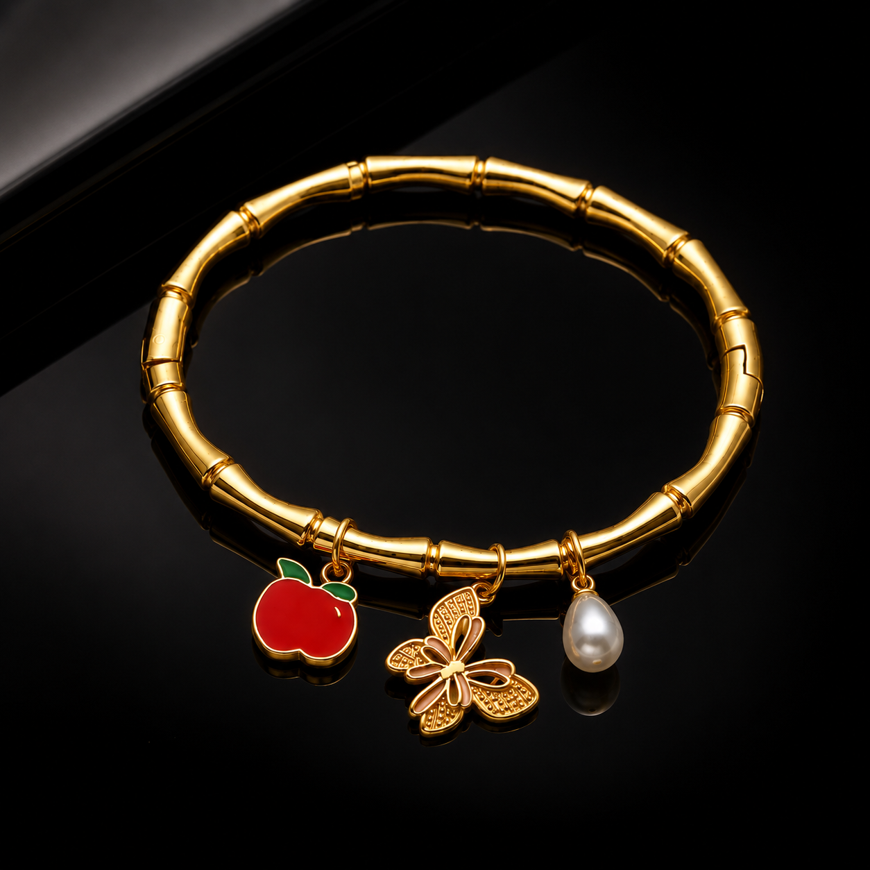 Gold Charm Bamboo Bracelet