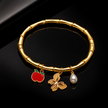 Gold Charm Bamboo Bracelet