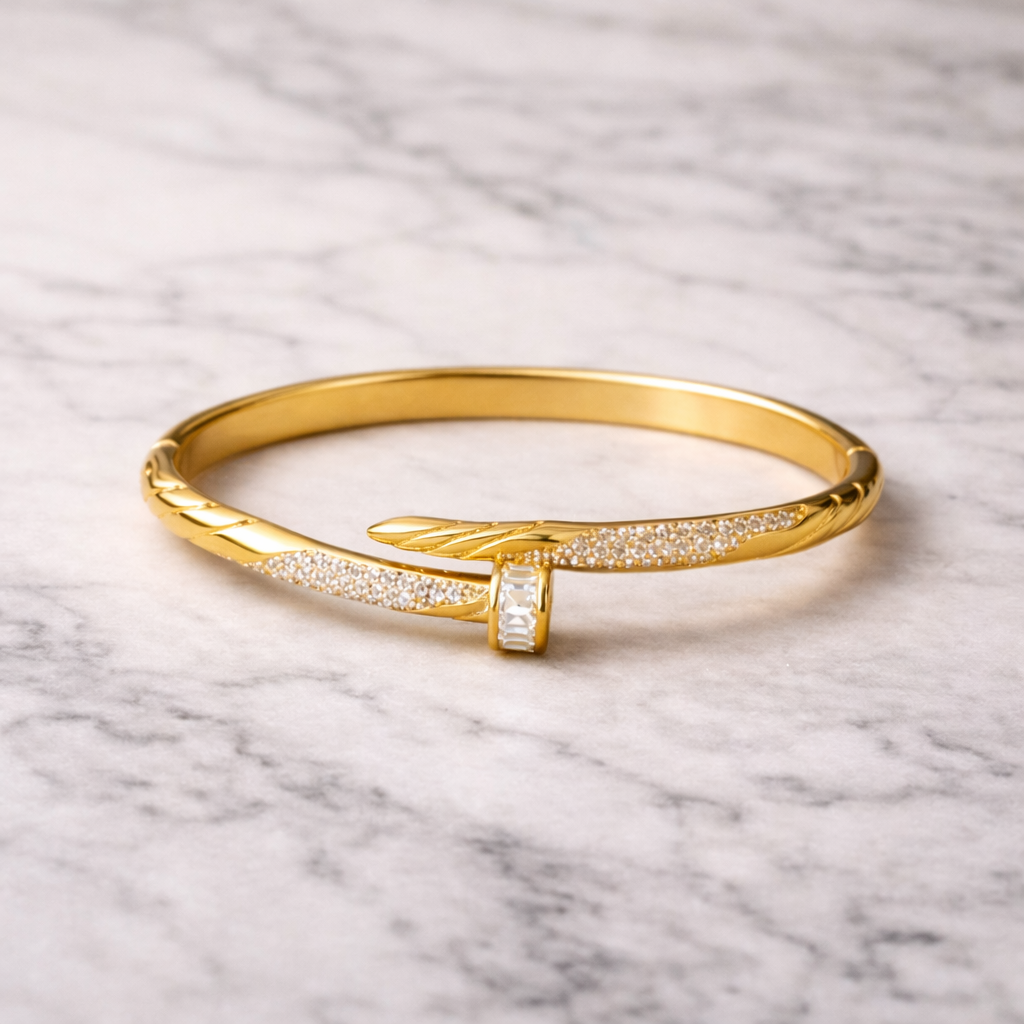 Diamond Nail Gold Bracelet