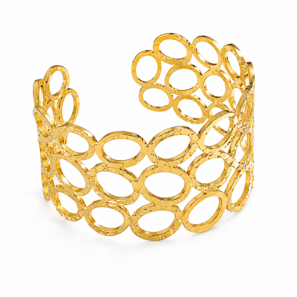 Geometric Oval Gold Cuff Bracelet