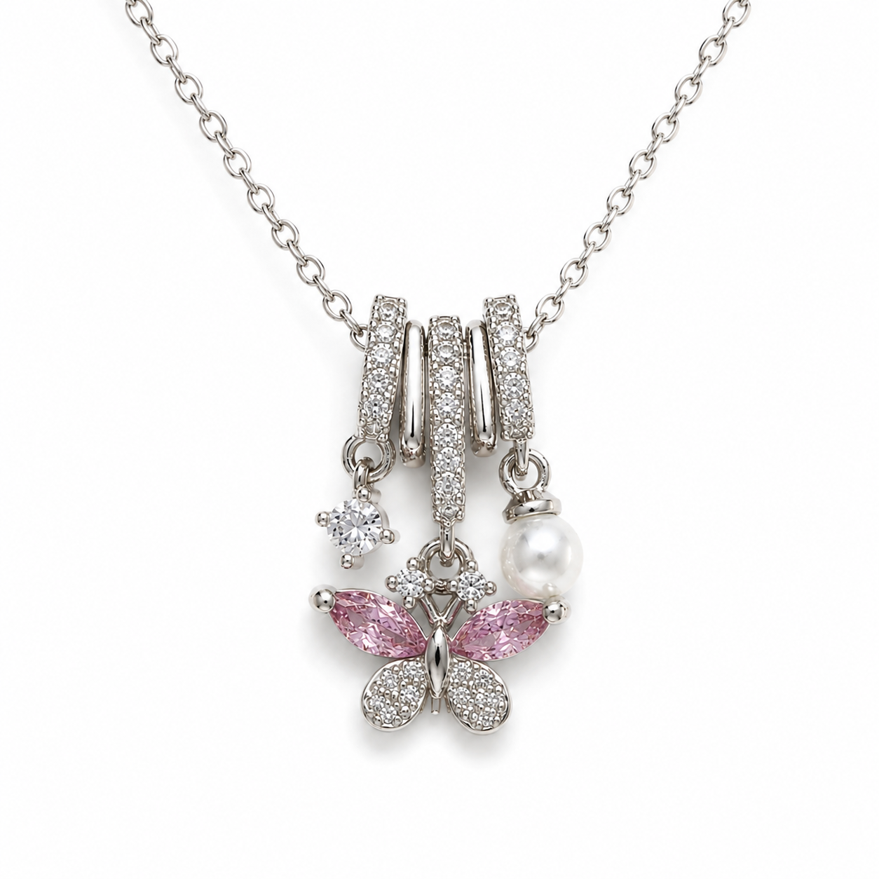 Silver Butterfly Pendant Necklace