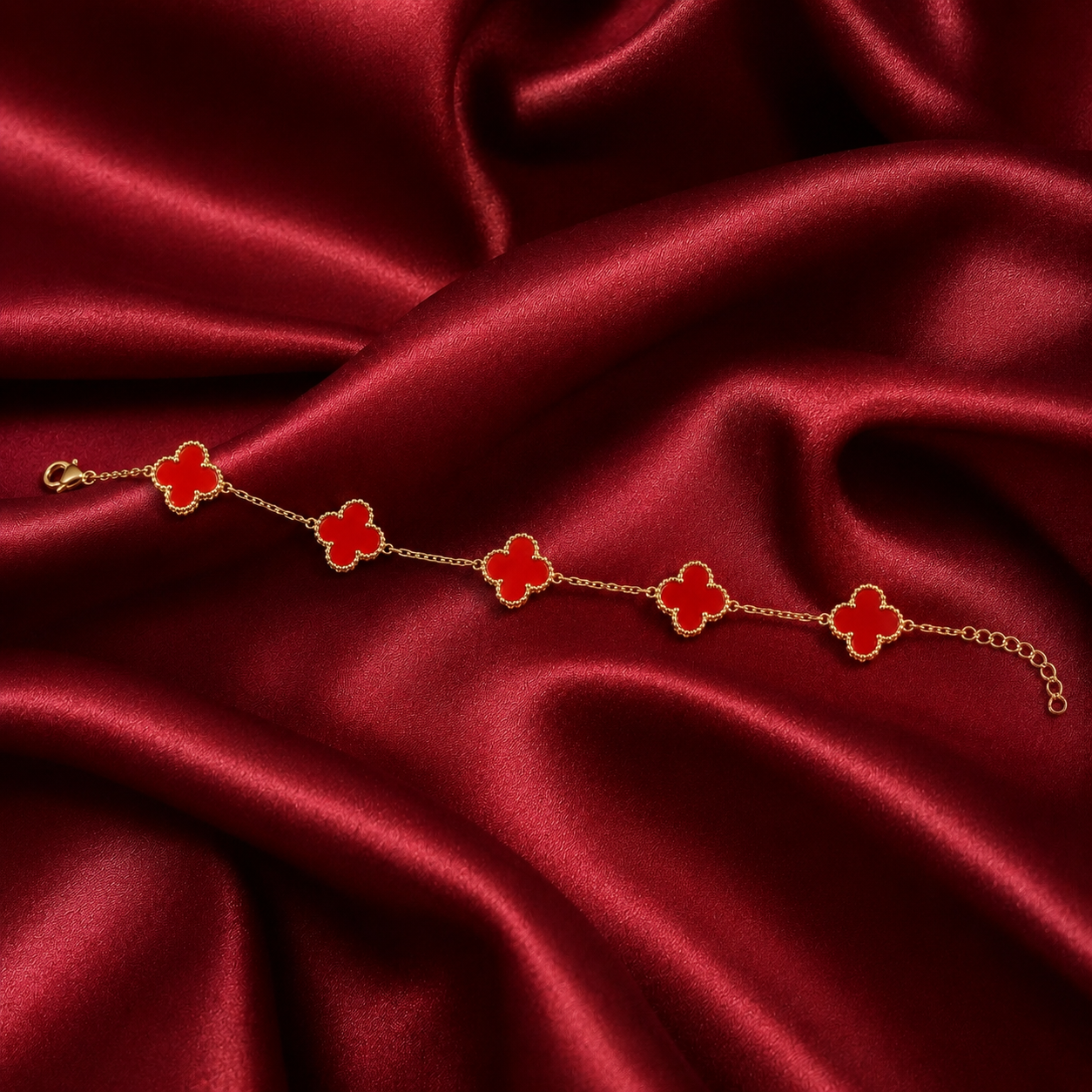 Red Clover Charm Bracelet