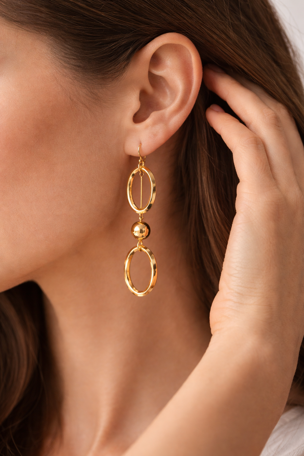 Gold Oval Drop Hoops