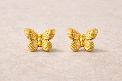 Gold Butterfly Stud Earrings