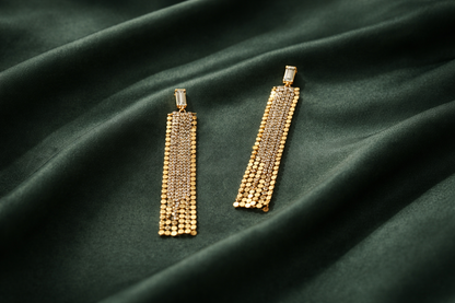 Gold crystal drops earrings