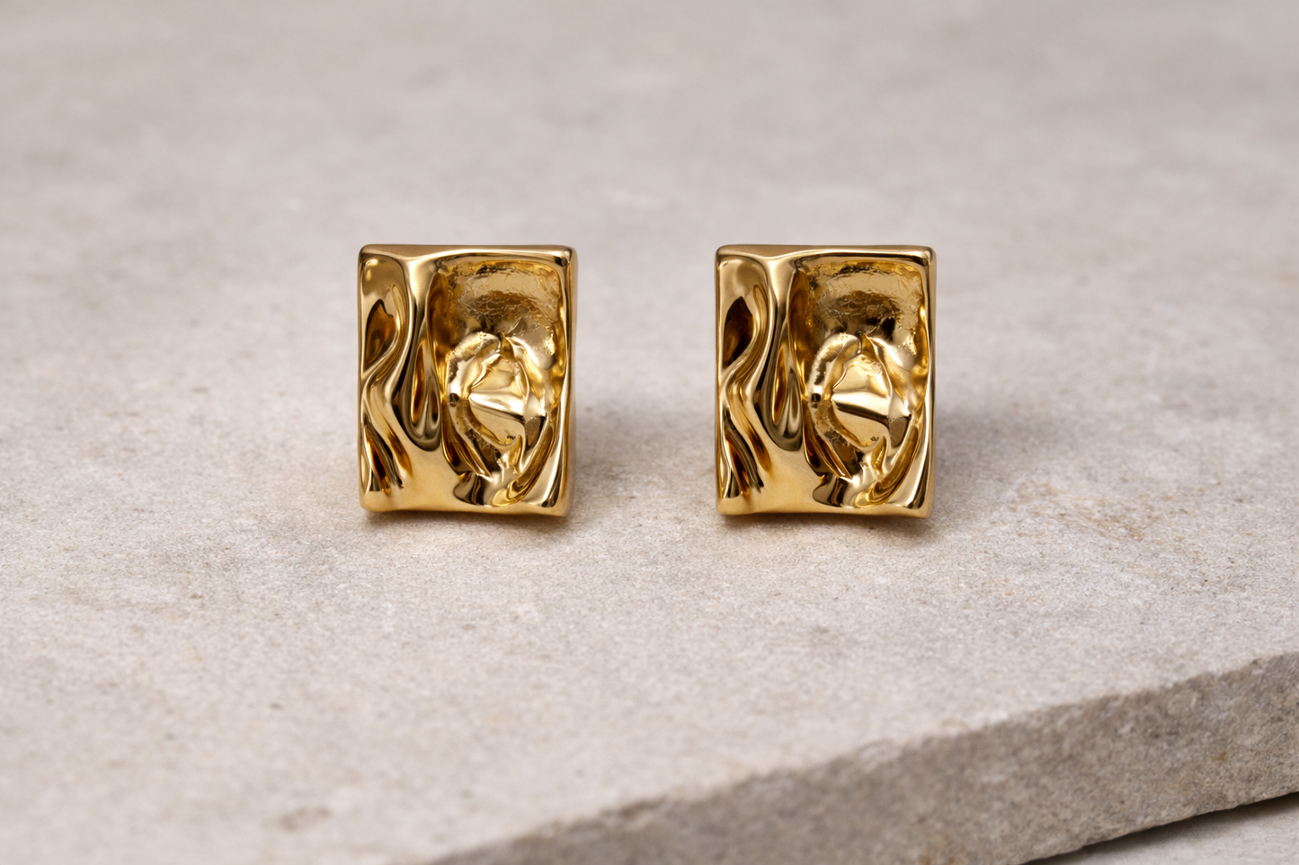 Gold Molten Stud Earrings