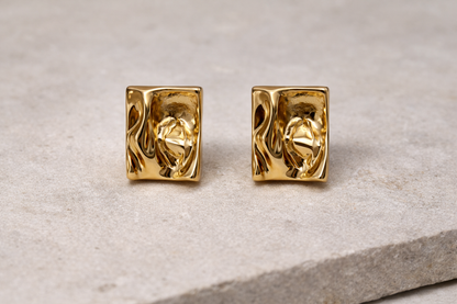 Gold Molten Stud Earrings