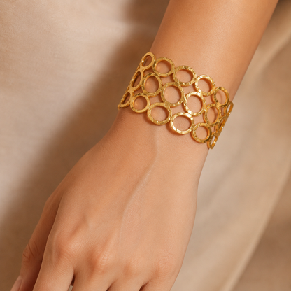 Geometric Oval Gold Cuff Bracelet