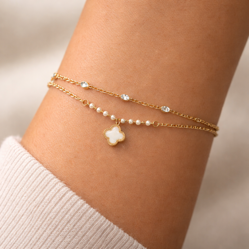Gold Layered Clover Charm Bracelet