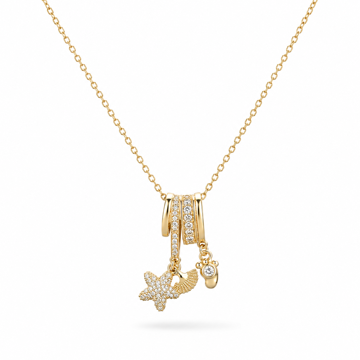 Gold Starfish Charm Necklace