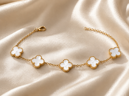 White Clover Gold Bracelet