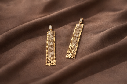 Gold crystal drops earrings
