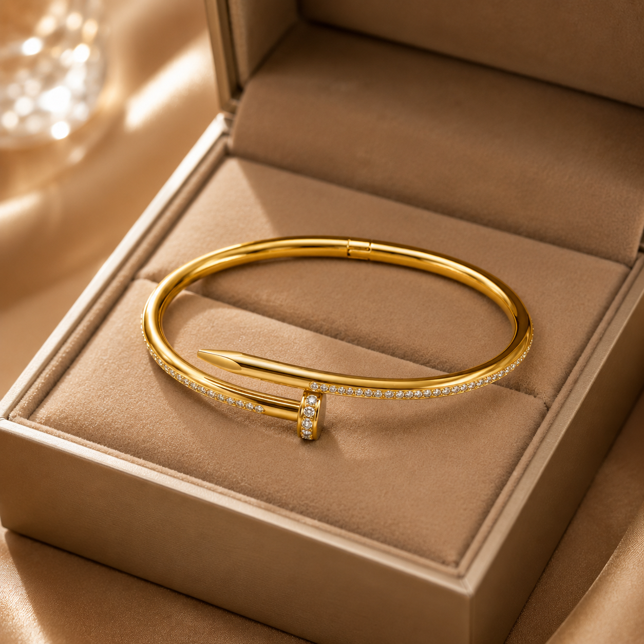 Luxe Nail Pavé Open Bracelet
