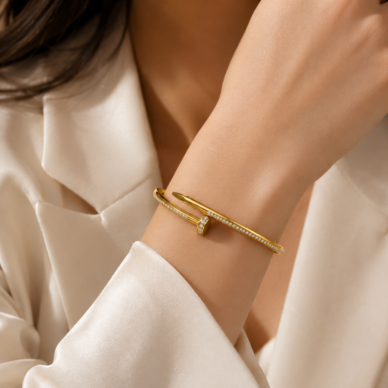 Luxe Nail Pavé Open Bracelet