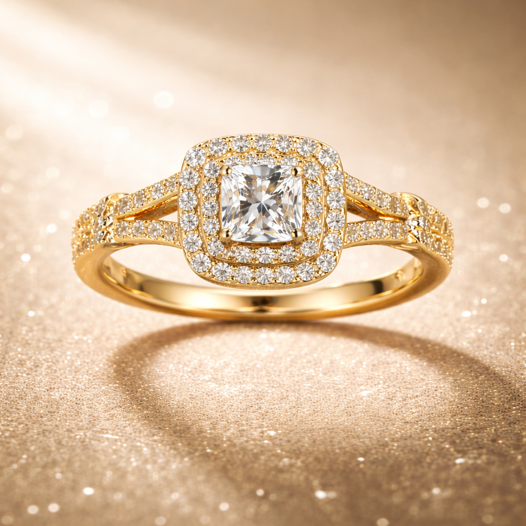Radiant Halo Diamond Ring
