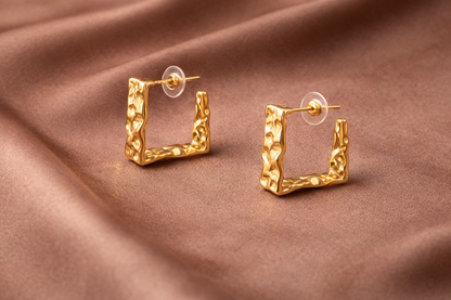 Gold Square Hoop Earrings