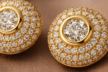 Gold Halo Crystal Stud Earrings