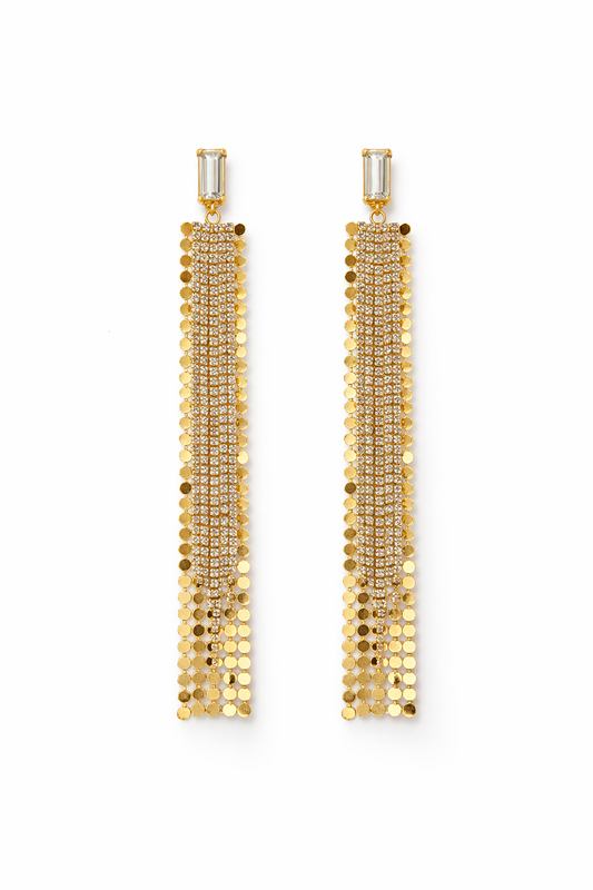 Gold crystal drops earrings