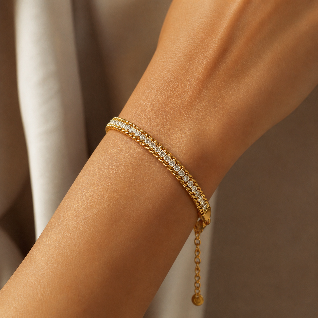 Celeste Dual Row Crystal Tennis Bracelet (Gold)