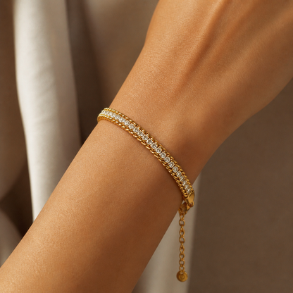 Celeste Dual Row Crystal Tennis Bracelet (Gold)