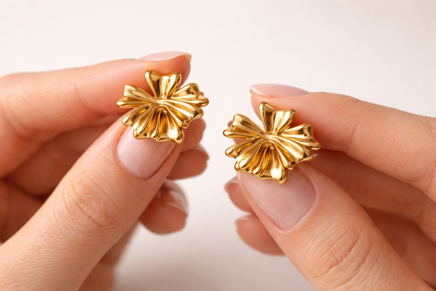 Gold Flower Statement Stud Earrings