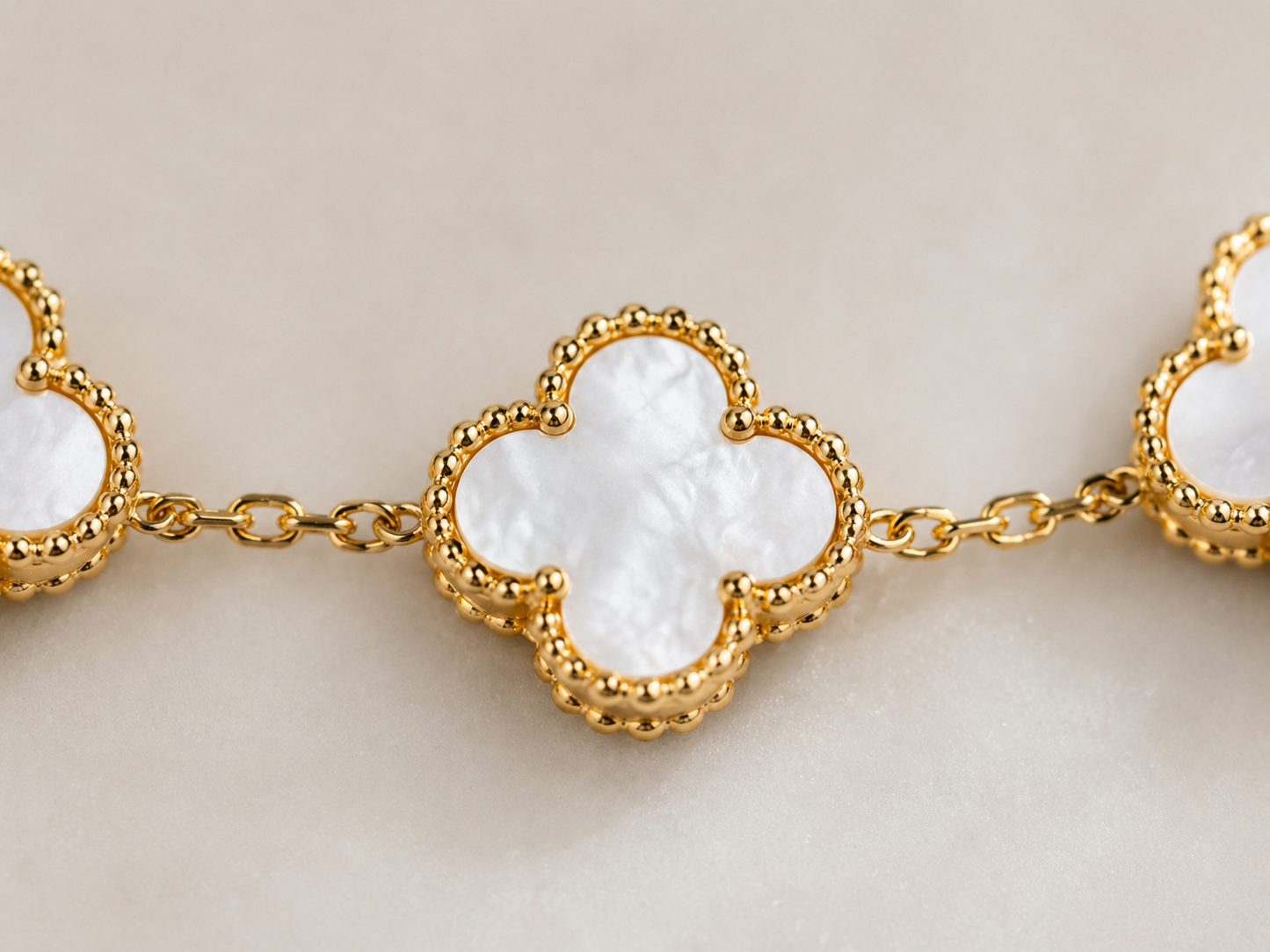White Clover Gold Bracelet