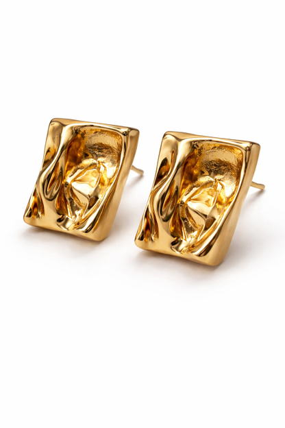 Gold Molten Stud Earrings