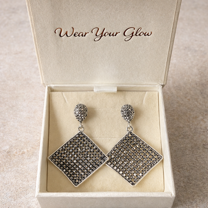 Vintage Marcasite Diamond Shape Drop Earrings