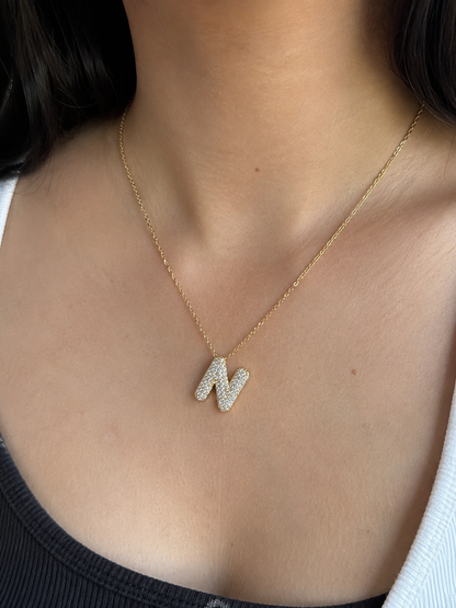Initial Pavé Pendant Necklace