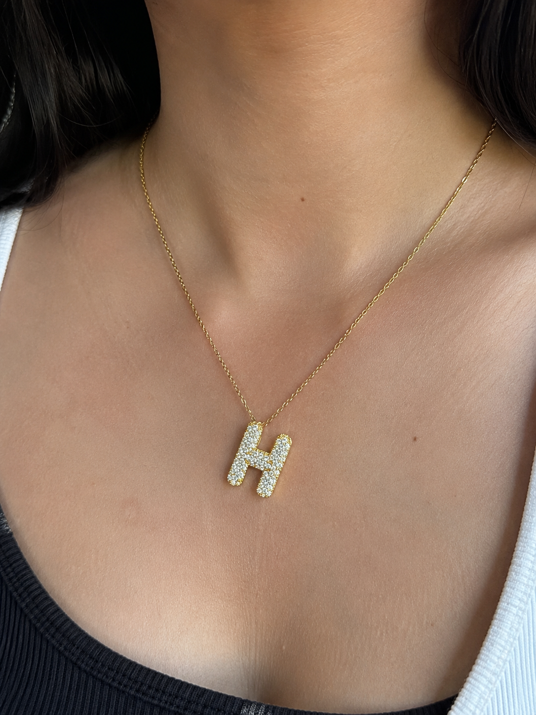 Initial Pavé Pendant Necklace