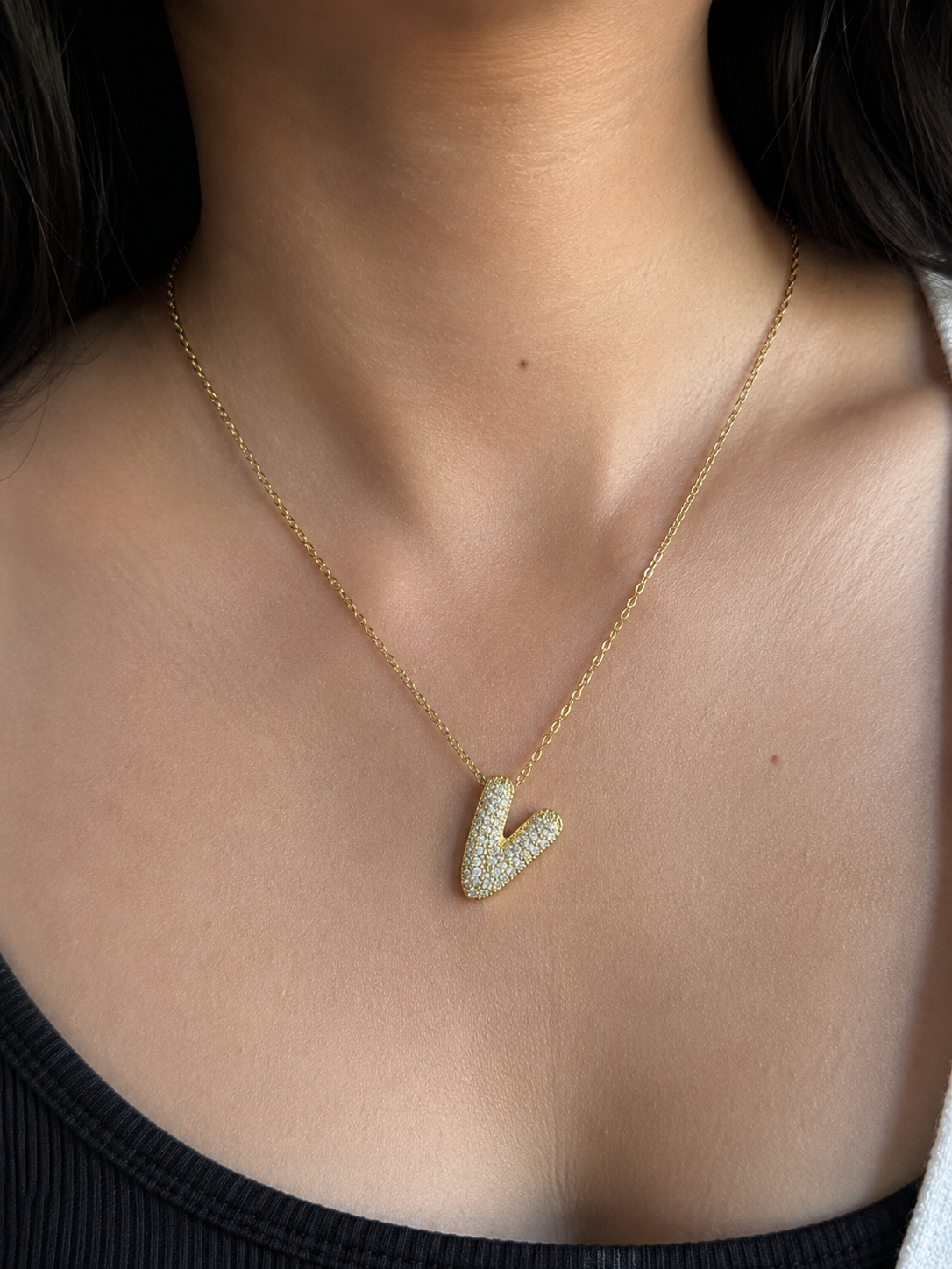 Initial Pavé Pendant Necklace