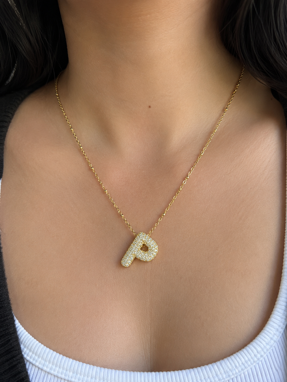 Initial Pavé Pendant Necklace