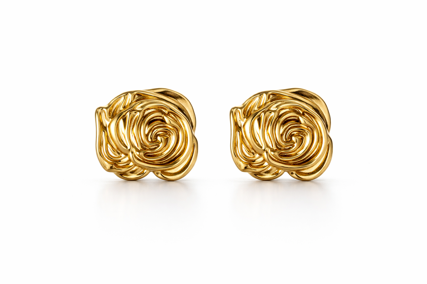 Gold Rose Swirl Stud Earrings