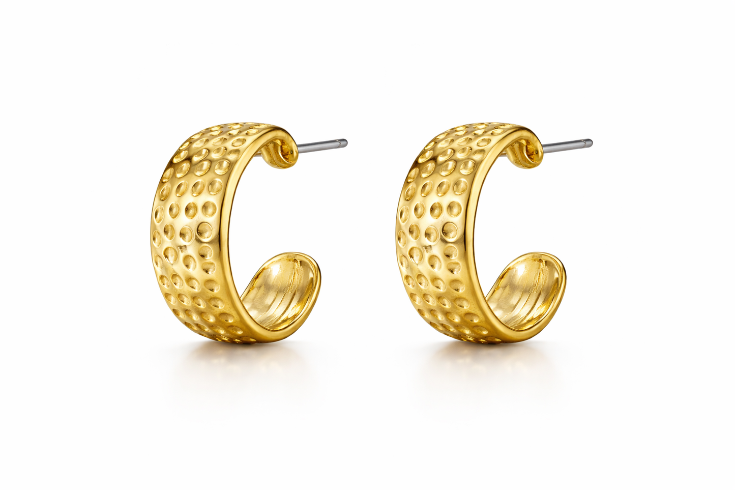 Gold Textured C Hoop Earrings