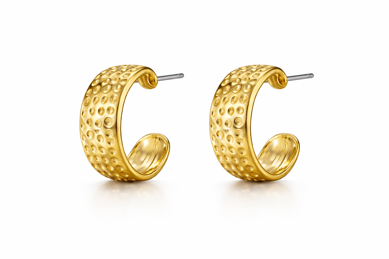 Gold Textured C Hoop Earrings